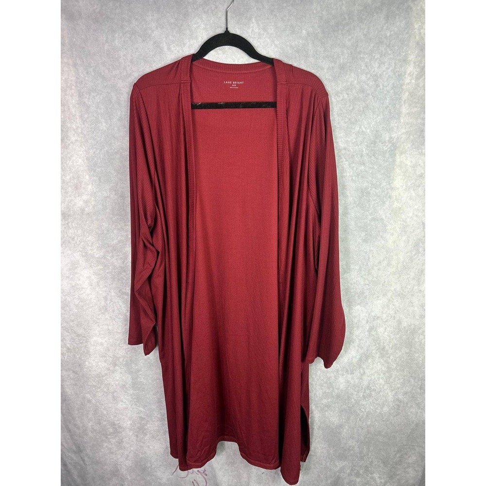 Lane Bryant Cardigan Duster Ribbed Long Sleeve Burgundy Women's Plus Size‎ 26/28